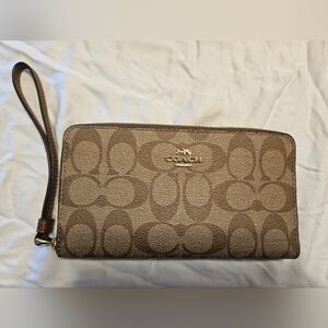 Coach Brown Signature Wristlet